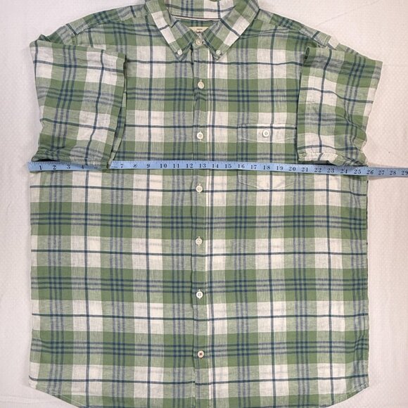 Weatherproof Vintage Men's Linen Woven Shirt, Green/Navy Plaid, Sz XXL-GUC‎ - Picture 5 of 6